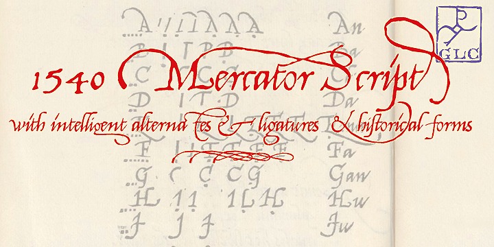 Beispiel einer 1540 Mercator Script-Schriftart